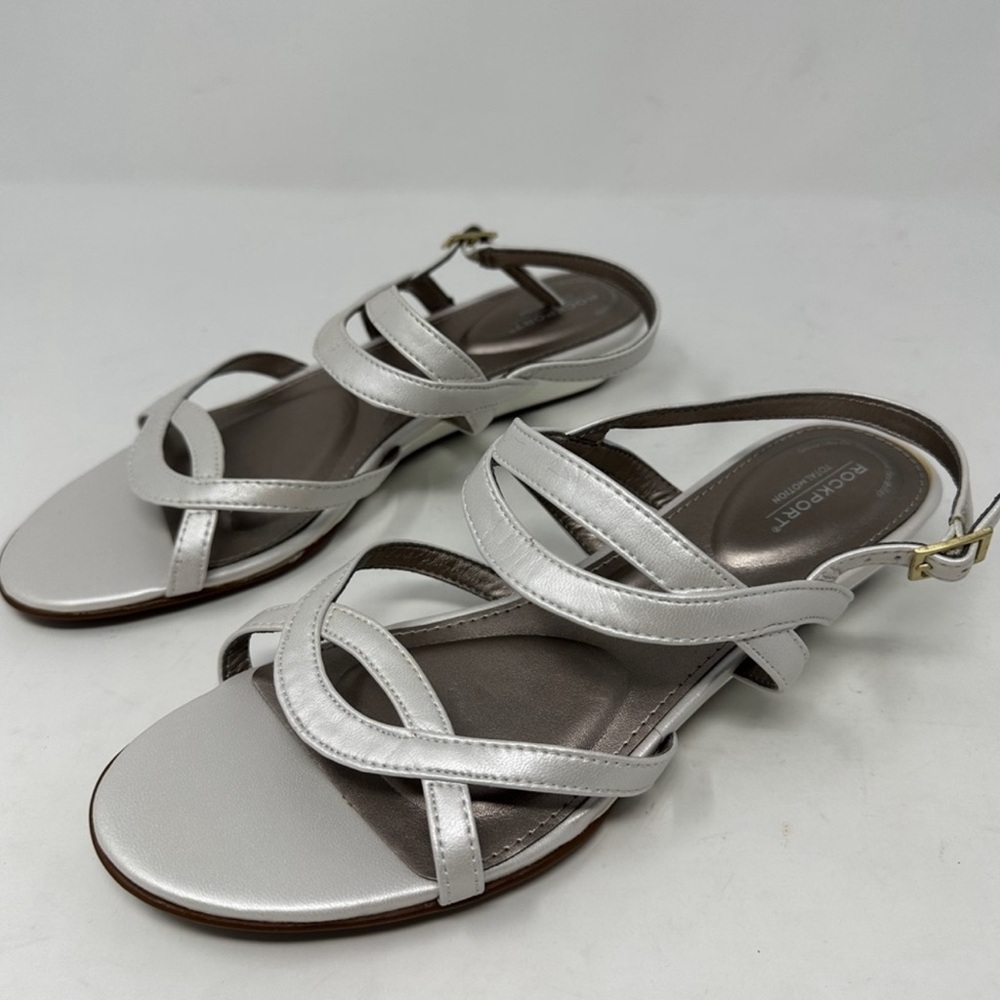 Rockport Women’s Zandra Anklestrap Pearl Sandals Size 8 TotalMotion EUC no box - Picture 2 of 11